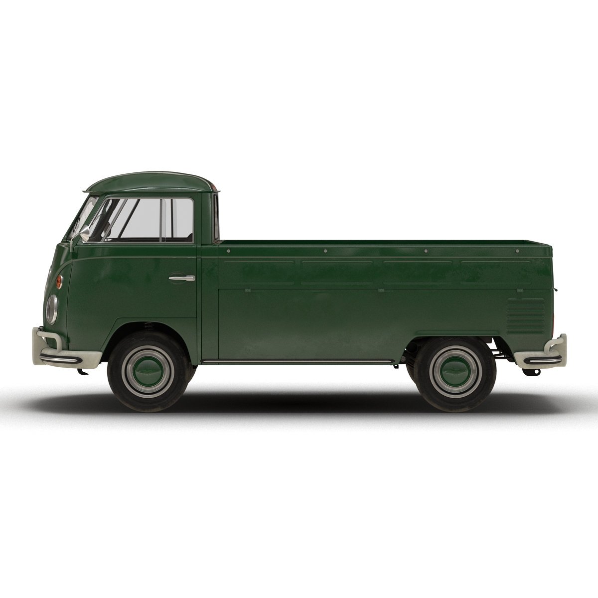 3D Volkswagen Type 2 Single Cab Pick Up Rigged Green 2