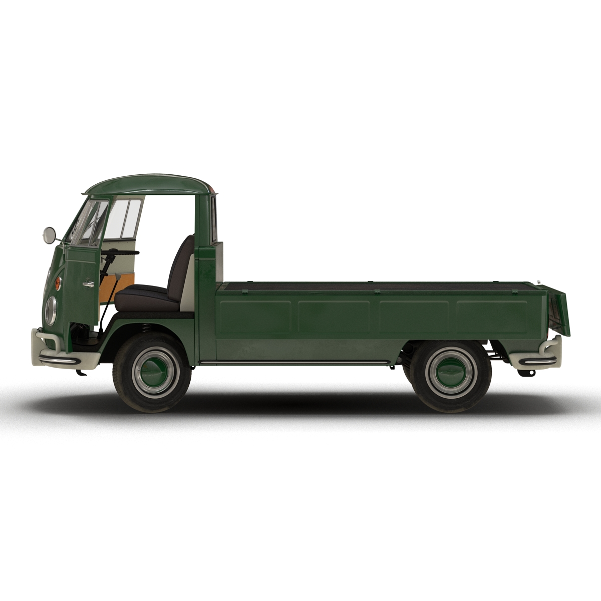 3D Volkswagen Type 2 Single Cab Pick Up Rigged Green 2
