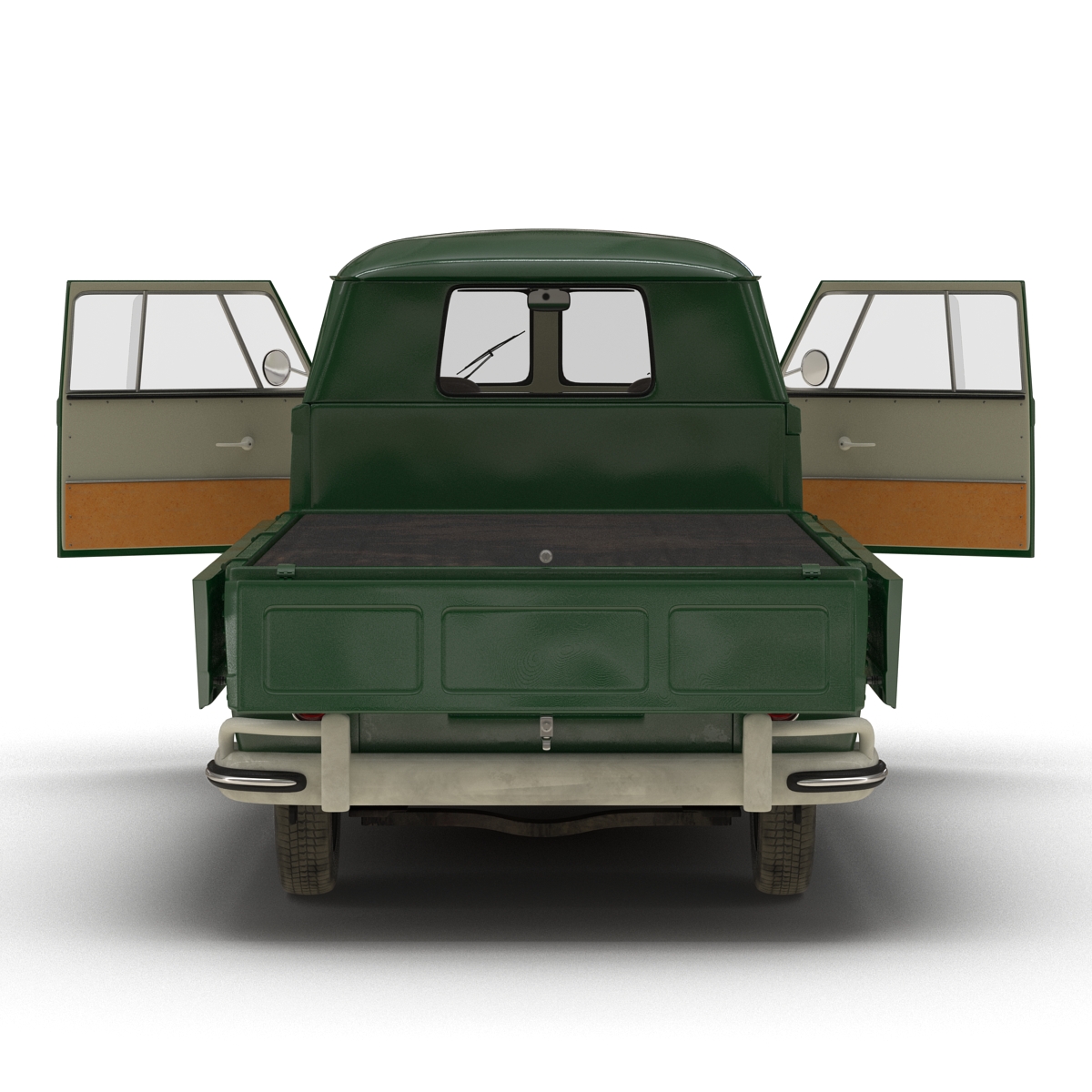 3D Volkswagen Type 2 Single Cab Pick Up Rigged Green 2