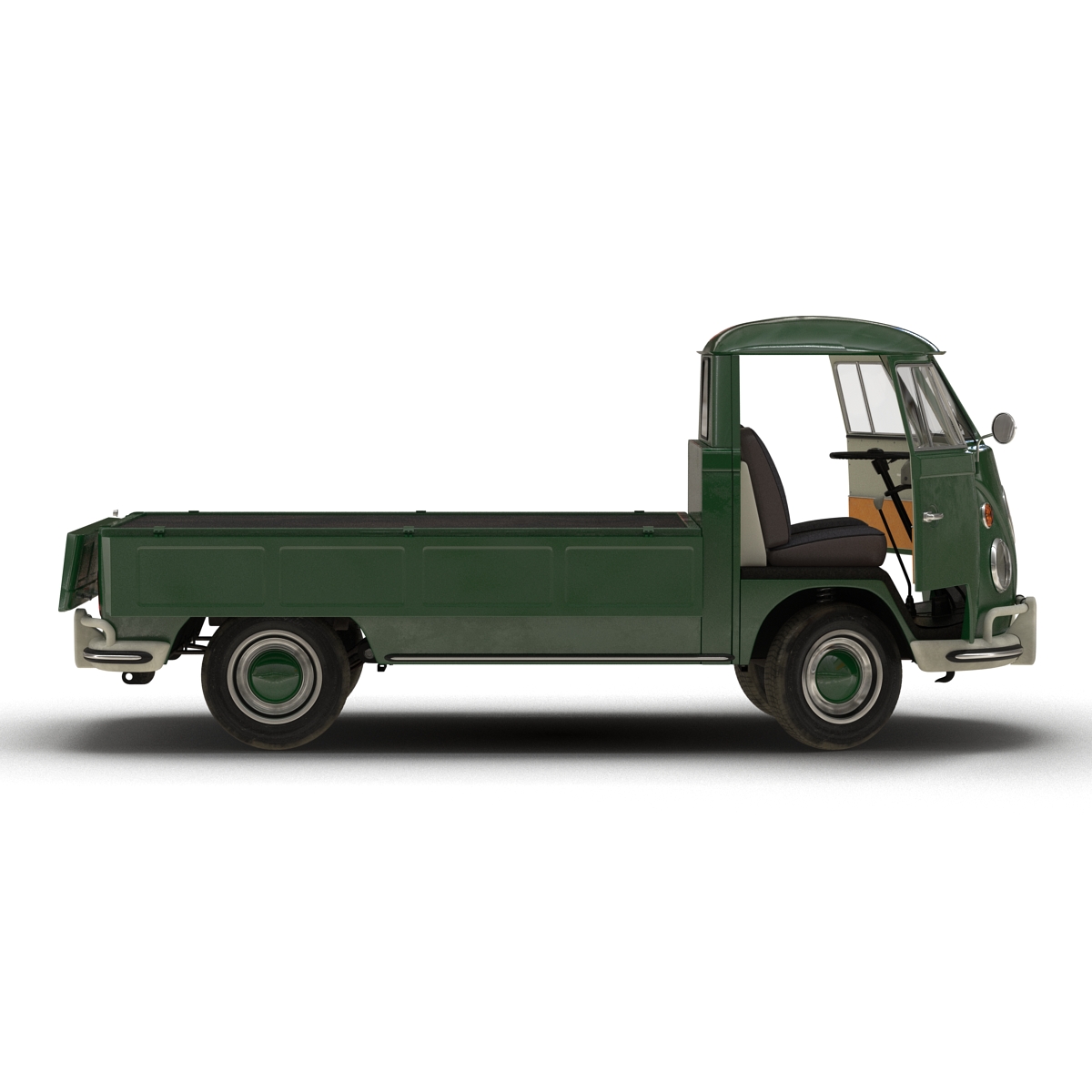 3D Volkswagen Type 2 Single Cab Pick Up Rigged Green 2