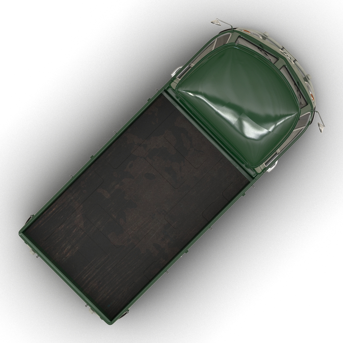 3D Volkswagen Type 2 Single Cab Pick Up Rigged Green 2