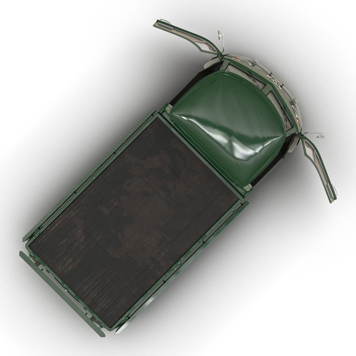 3D Volkswagen Type 2 Single Cab Pick Up Rigged Green 2