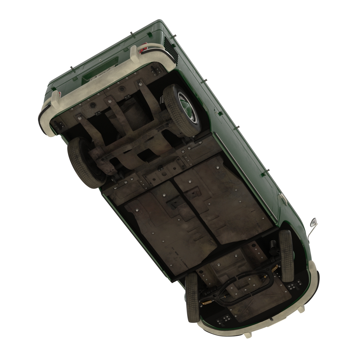 3D Volkswagen Type 2 Single Cab Pick Up Rigged Green 2