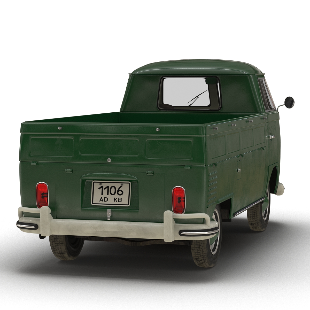 3D Volkswagen Type 2 Single Cab Pick Up Rigged Green 2