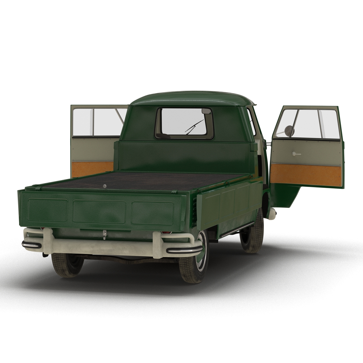 3D Volkswagen Type 2 Single Cab Pick Up Rigged Green 2