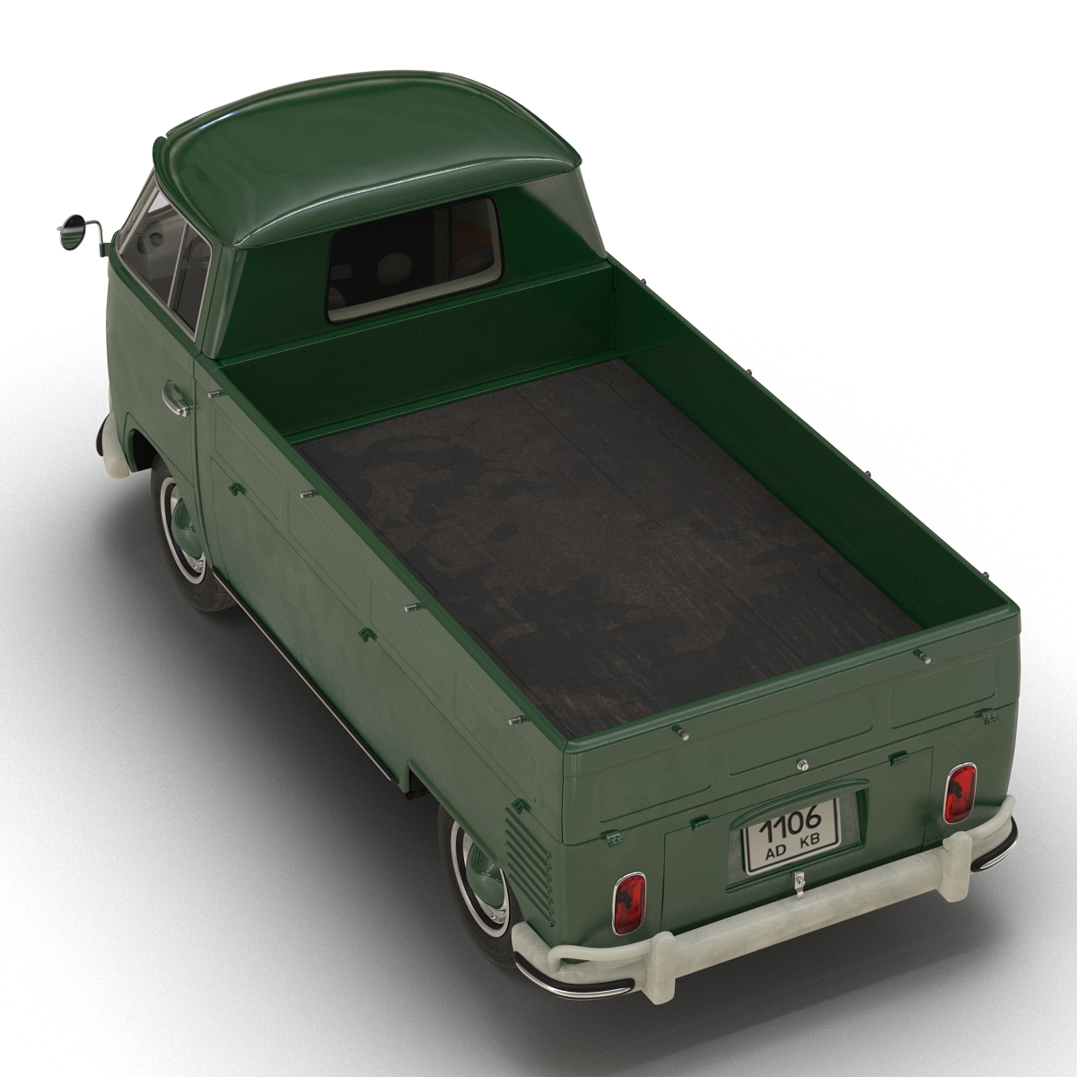3D Volkswagen Type 2 Single Cab Pick Up Rigged Green 2