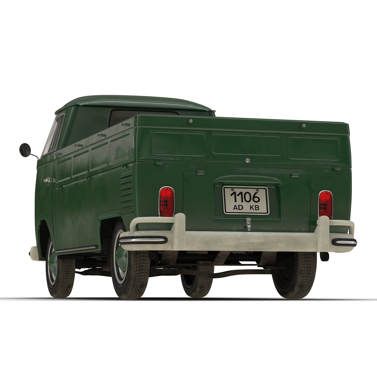 3D Volkswagen Type 2 Single Cab Pick Up Rigged Green 2