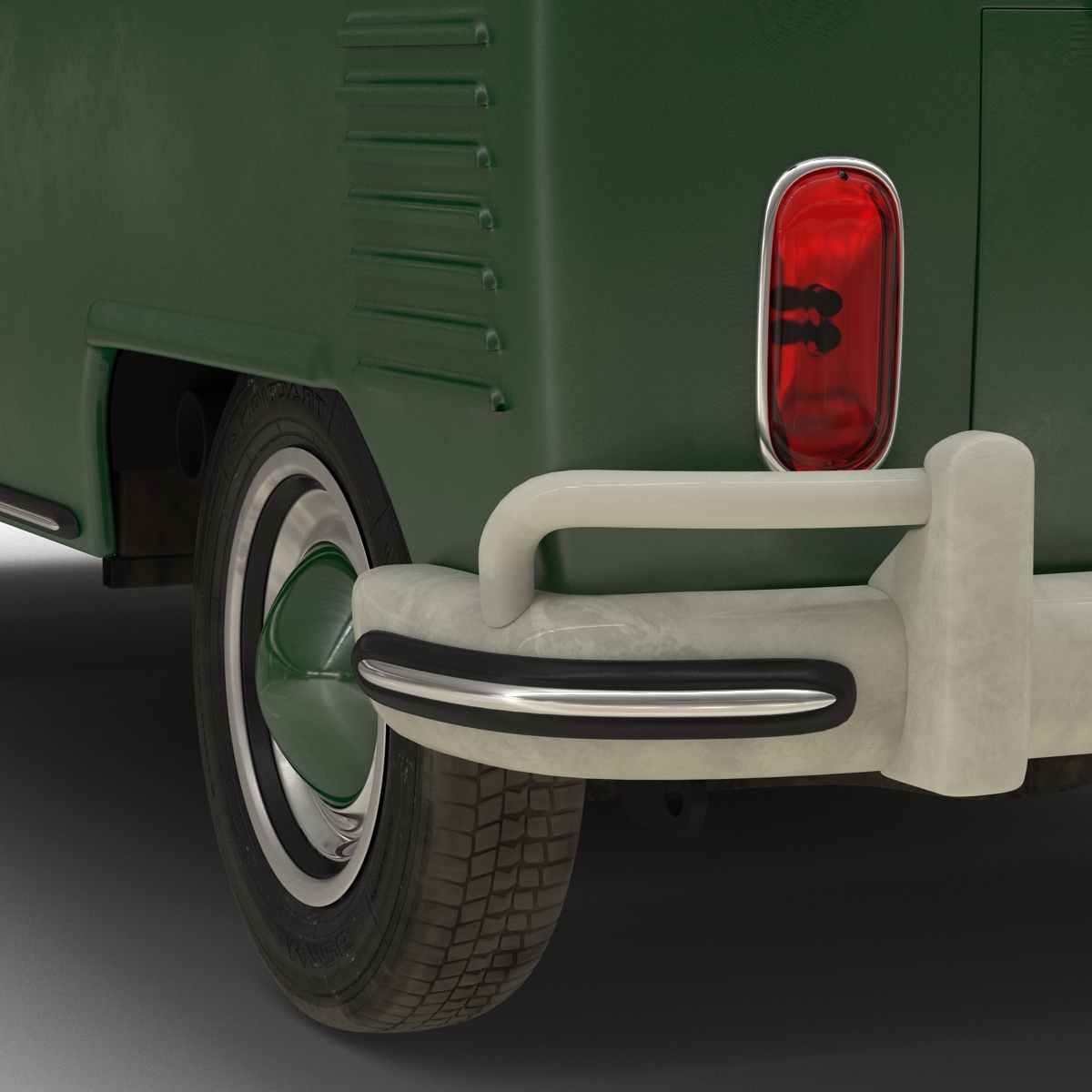 3D Volkswagen Type 2 Single Cab Pick Up Rigged Green 2