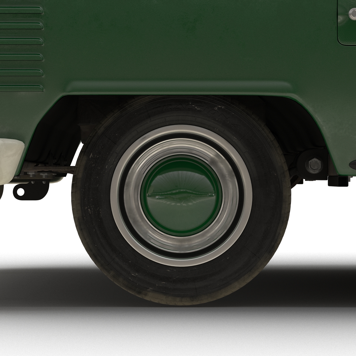 3D Volkswagen Type 2 Single Cab Pick Up Rigged Green 2