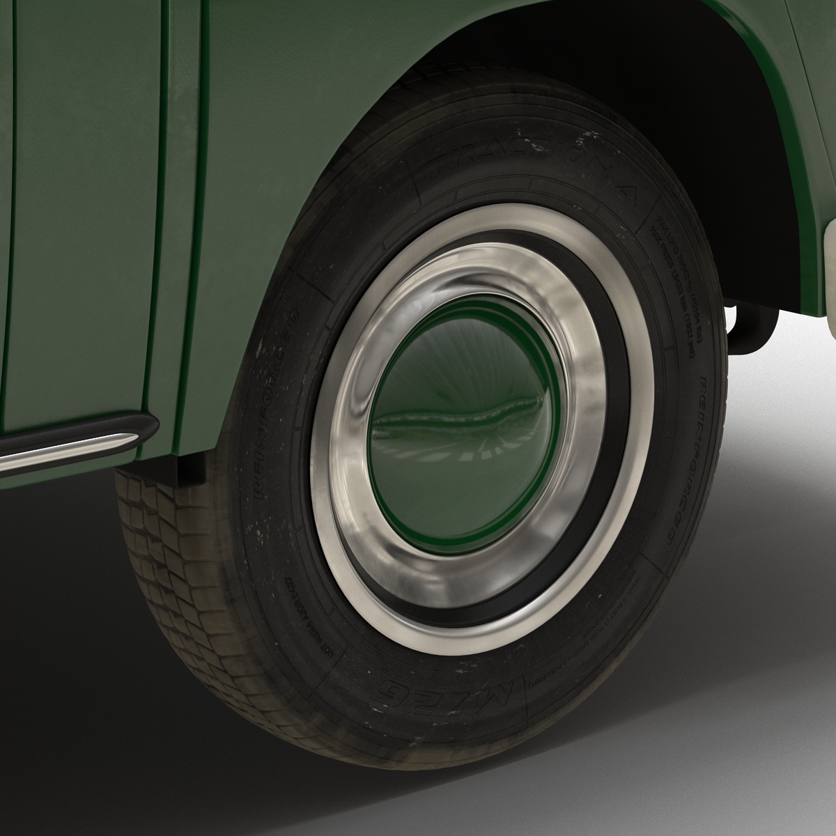 3D Volkswagen Type 2 Single Cab Pick Up Rigged Green 2