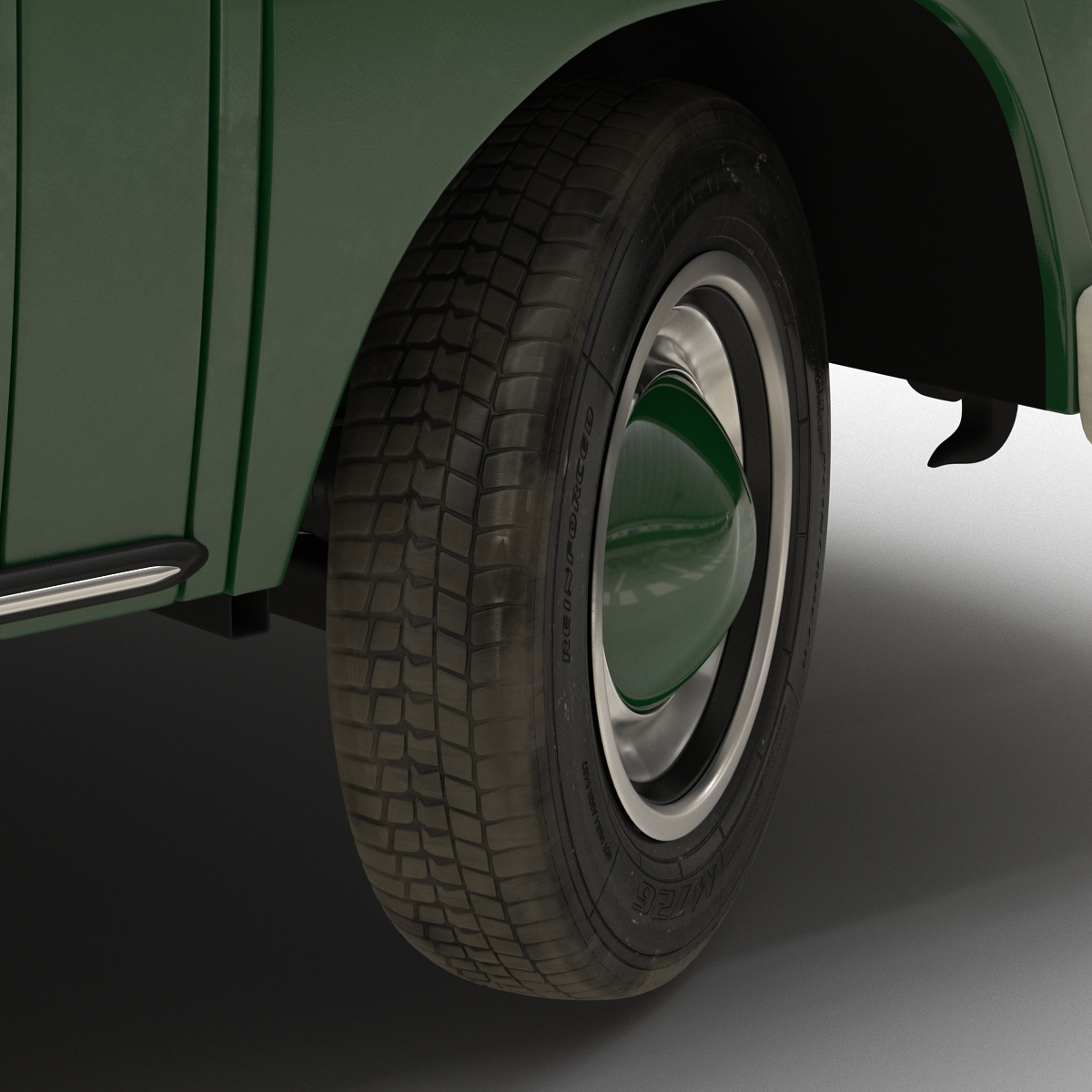 3D Volkswagen Type 2 Single Cab Pick Up Rigged Green 2