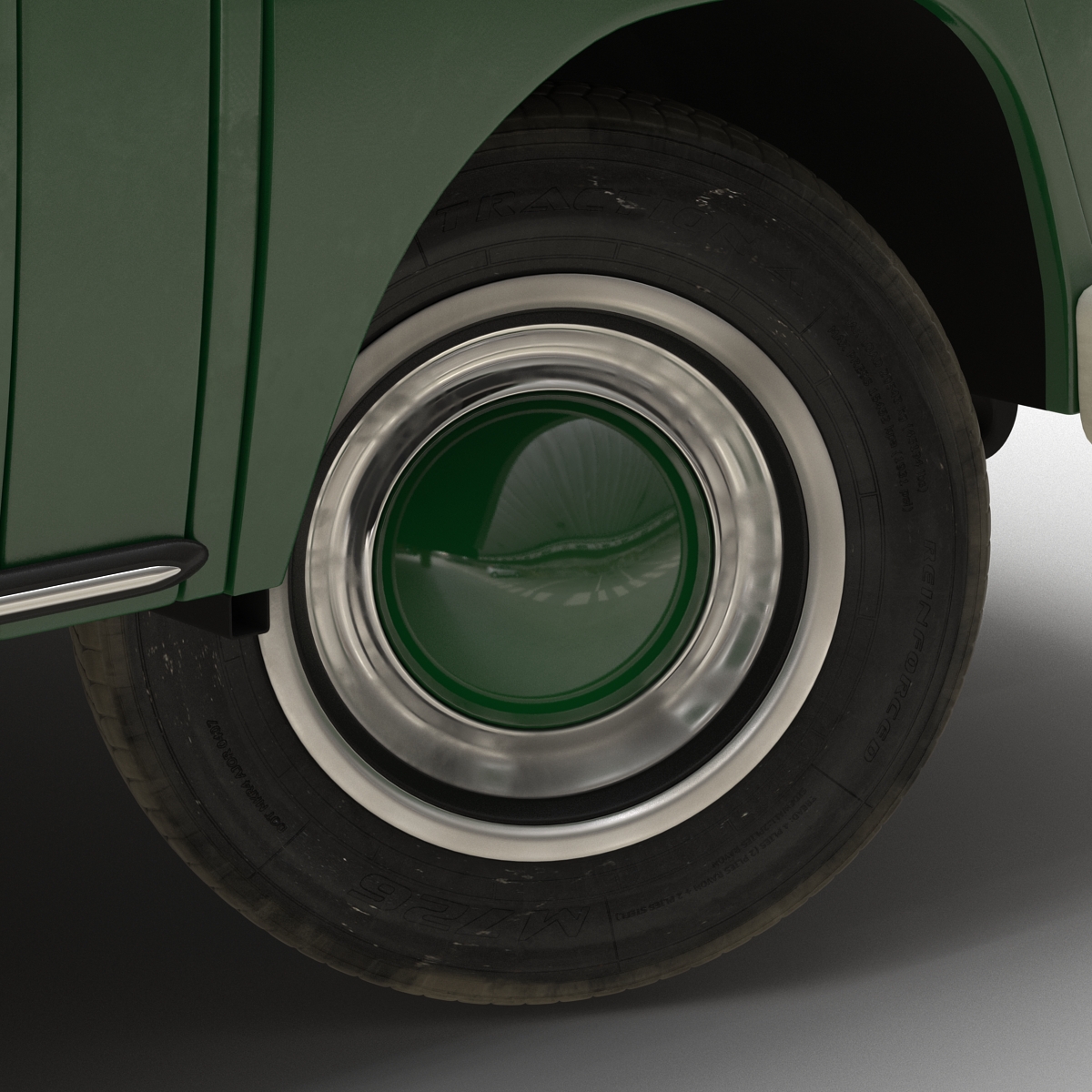 3D Volkswagen Type 2 Single Cab Pick Up Rigged Green 2