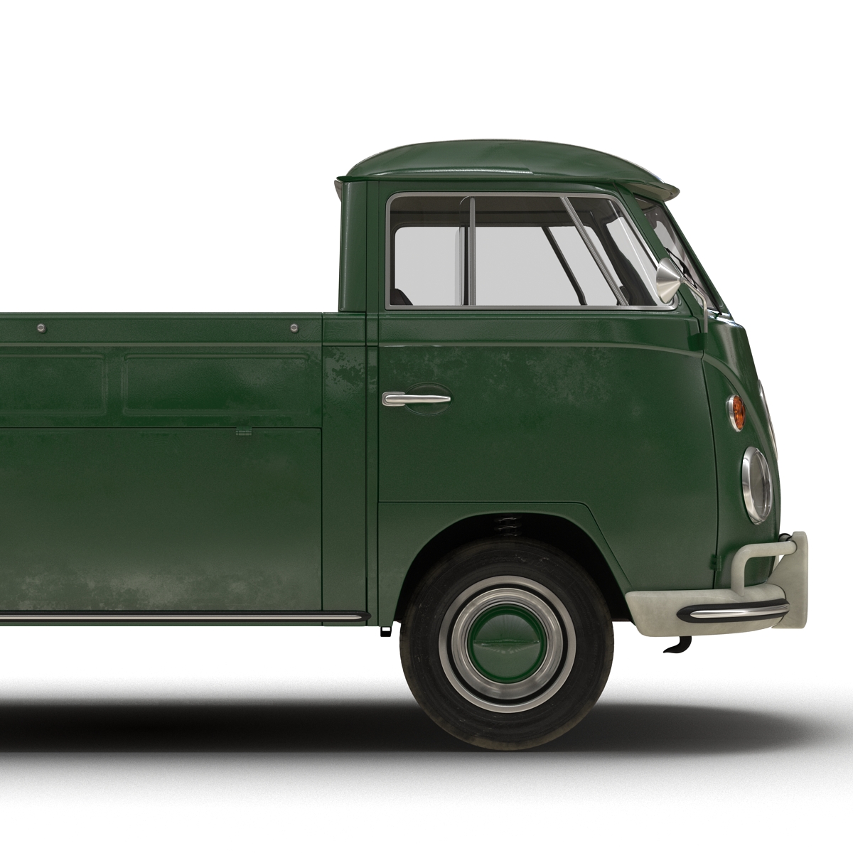 3D Volkswagen Type 2 Single Cab Pick Up Rigged Green 2