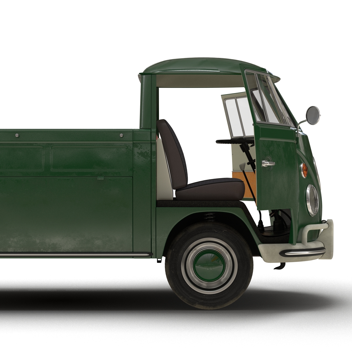 3D Volkswagen Type 2 Single Cab Pick Up Rigged Green 2