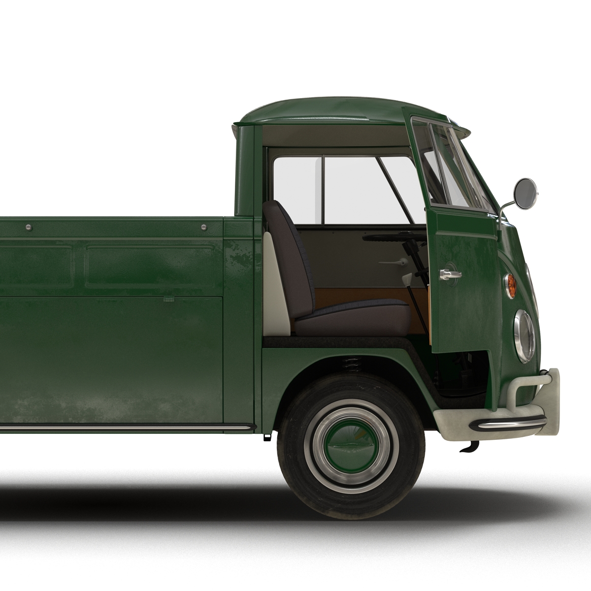 3D Volkswagen Type 2 Single Cab Pick Up Rigged Green 2