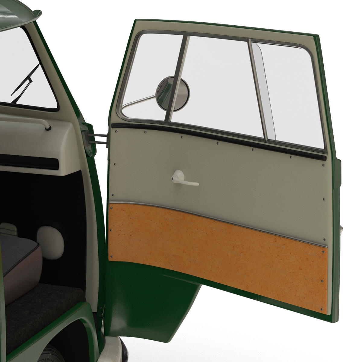 3D Volkswagen Type 2 Single Cab Pick Up Rigged Green 2