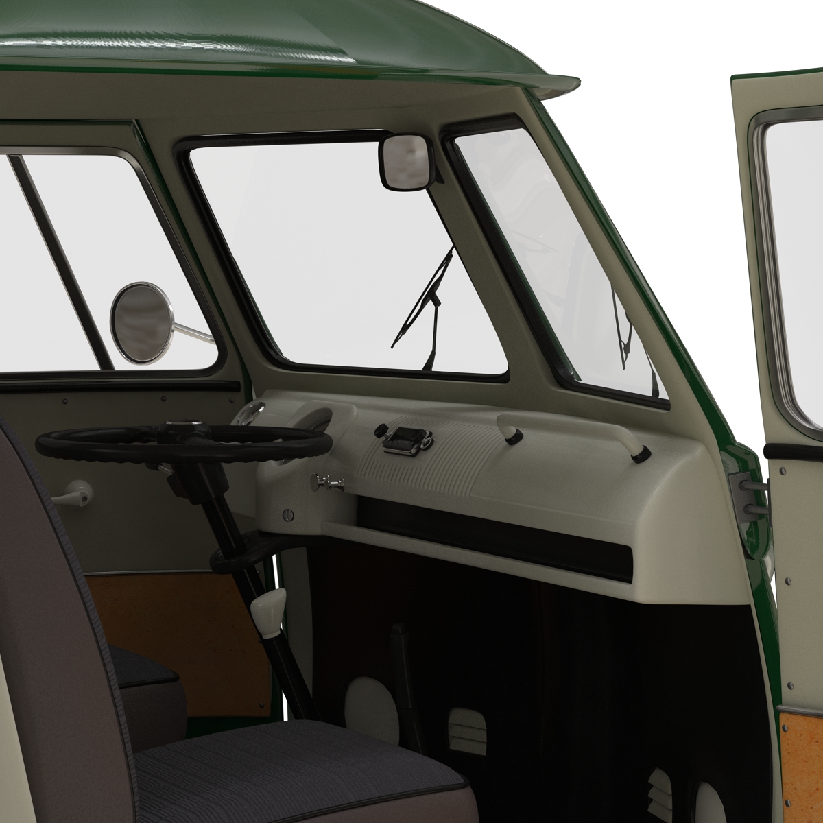 3D Volkswagen Type 2 Single Cab Pick Up Rigged Green 2