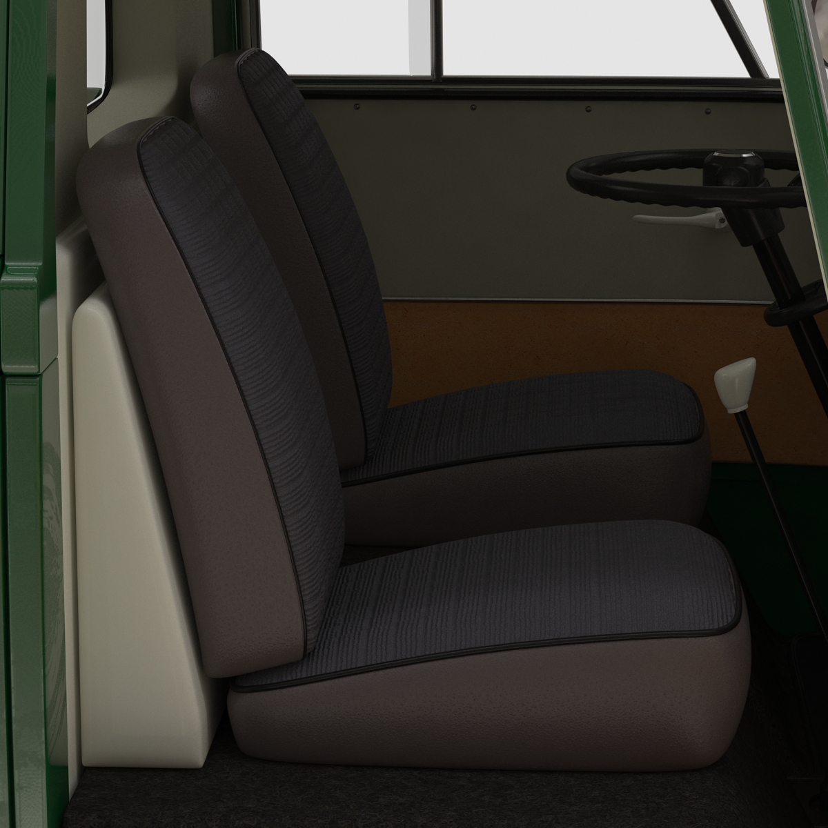 3D Volkswagen Type 2 Single Cab Pick Up Rigged Green 2