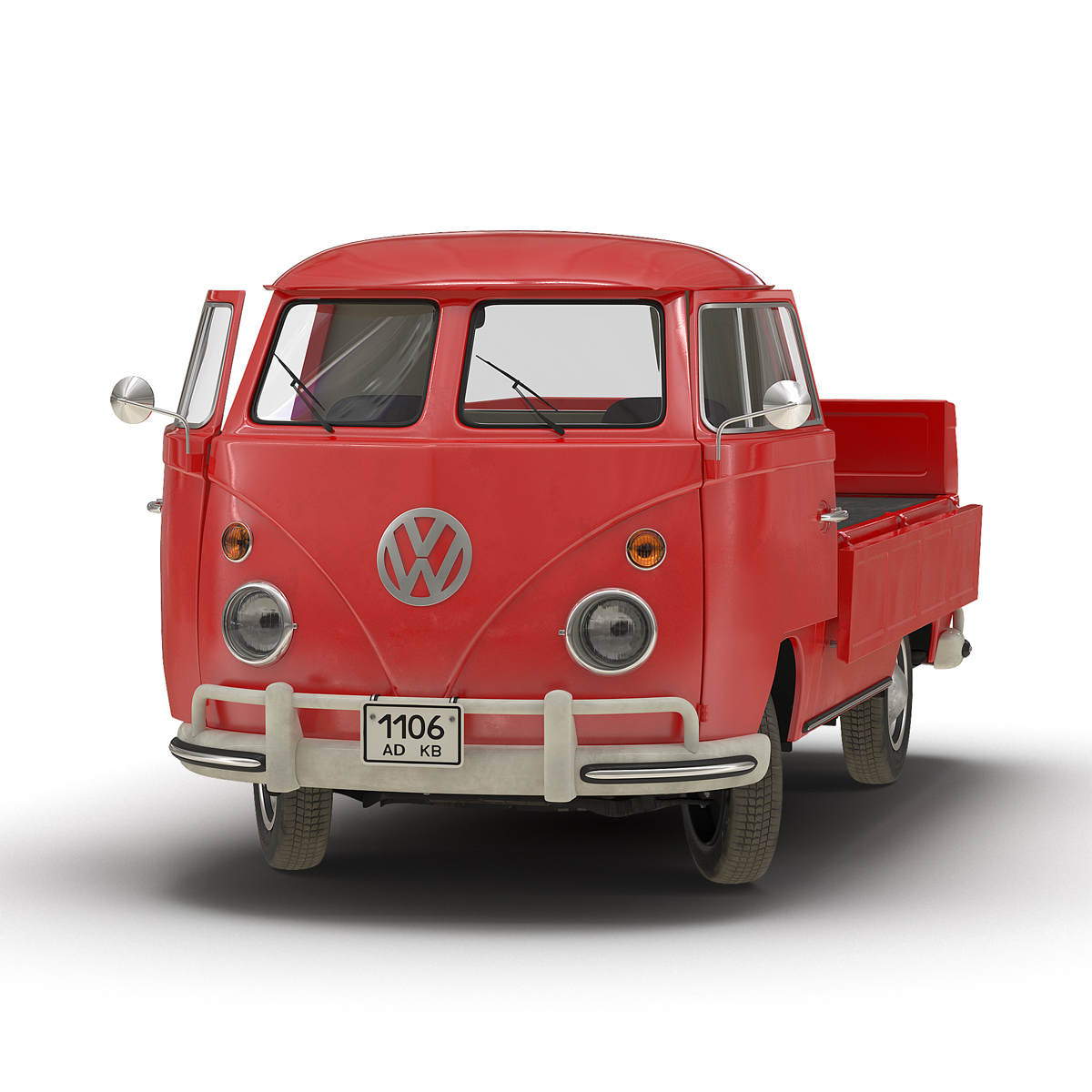 Volkswagen Type 2 Single Cab Pick Up Rigged Red 3D