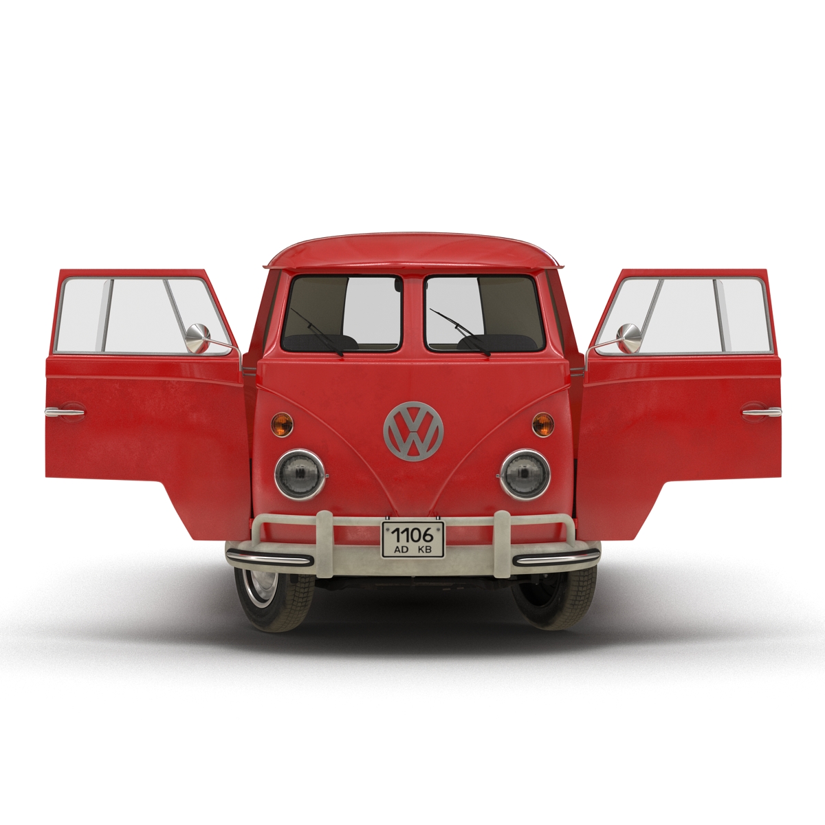 Volkswagen Type 2 Single Cab Pick Up Rigged Red 3D