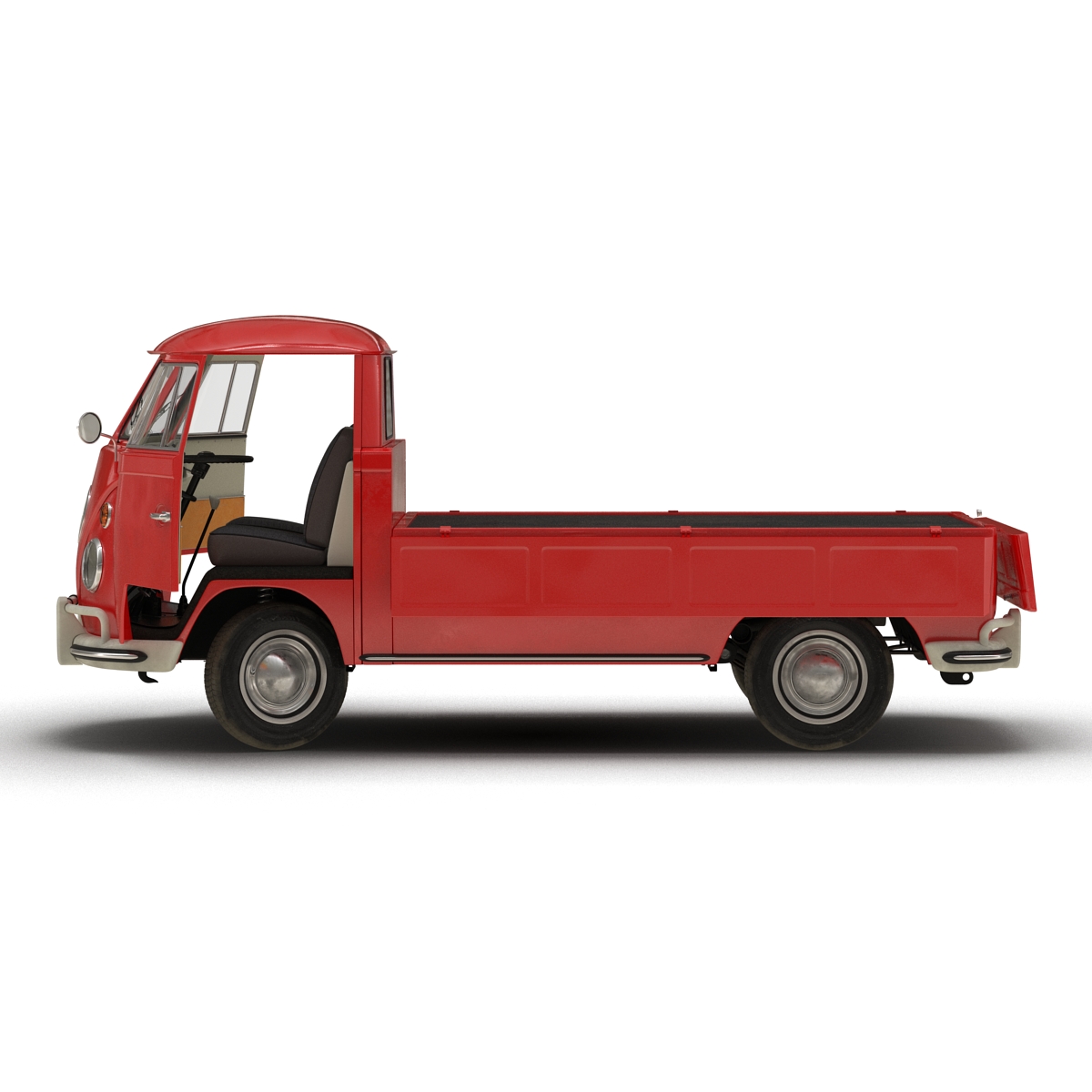 Volkswagen Type 2 Single Cab Pick Up Rigged Red 3D