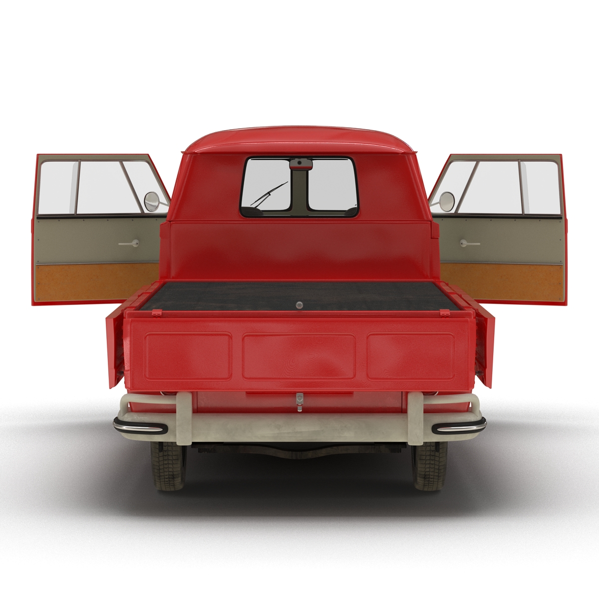 Volkswagen Type 2 Single Cab Pick Up Rigged Red 3D