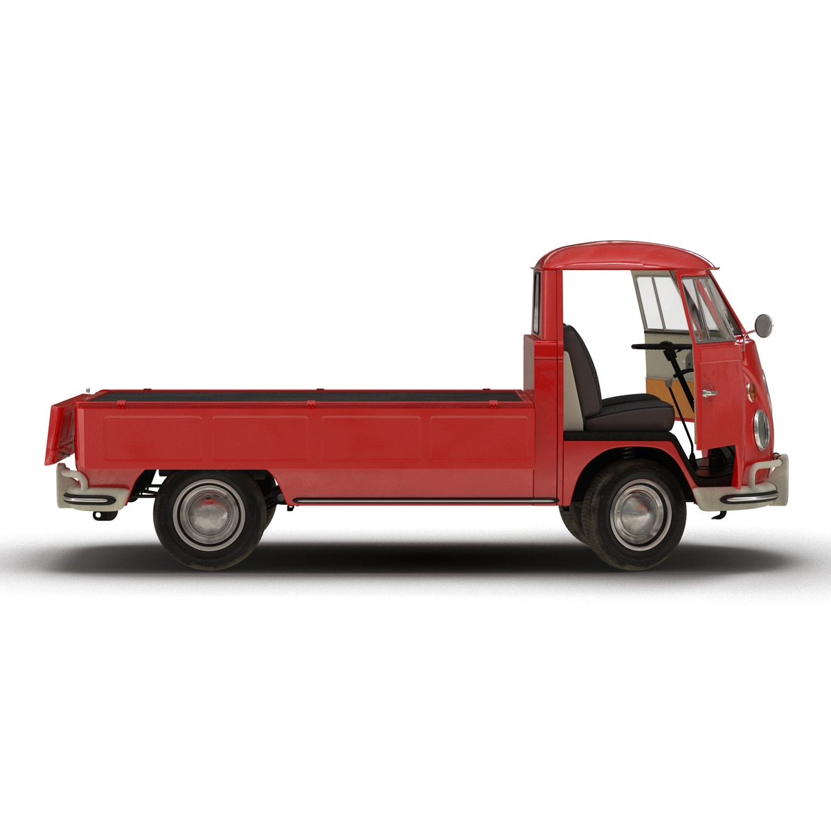 Volkswagen Type 2 Single Cab Pick Up Rigged Red 3D