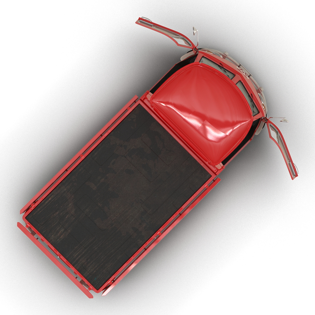 Volkswagen Type 2 Single Cab Pick Up Rigged Red 3D