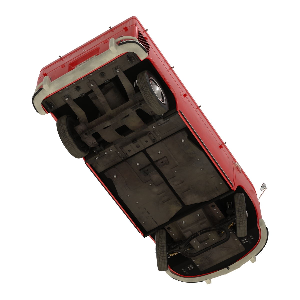 Volkswagen Type 2 Single Cab Pick Up Rigged Red 3D
