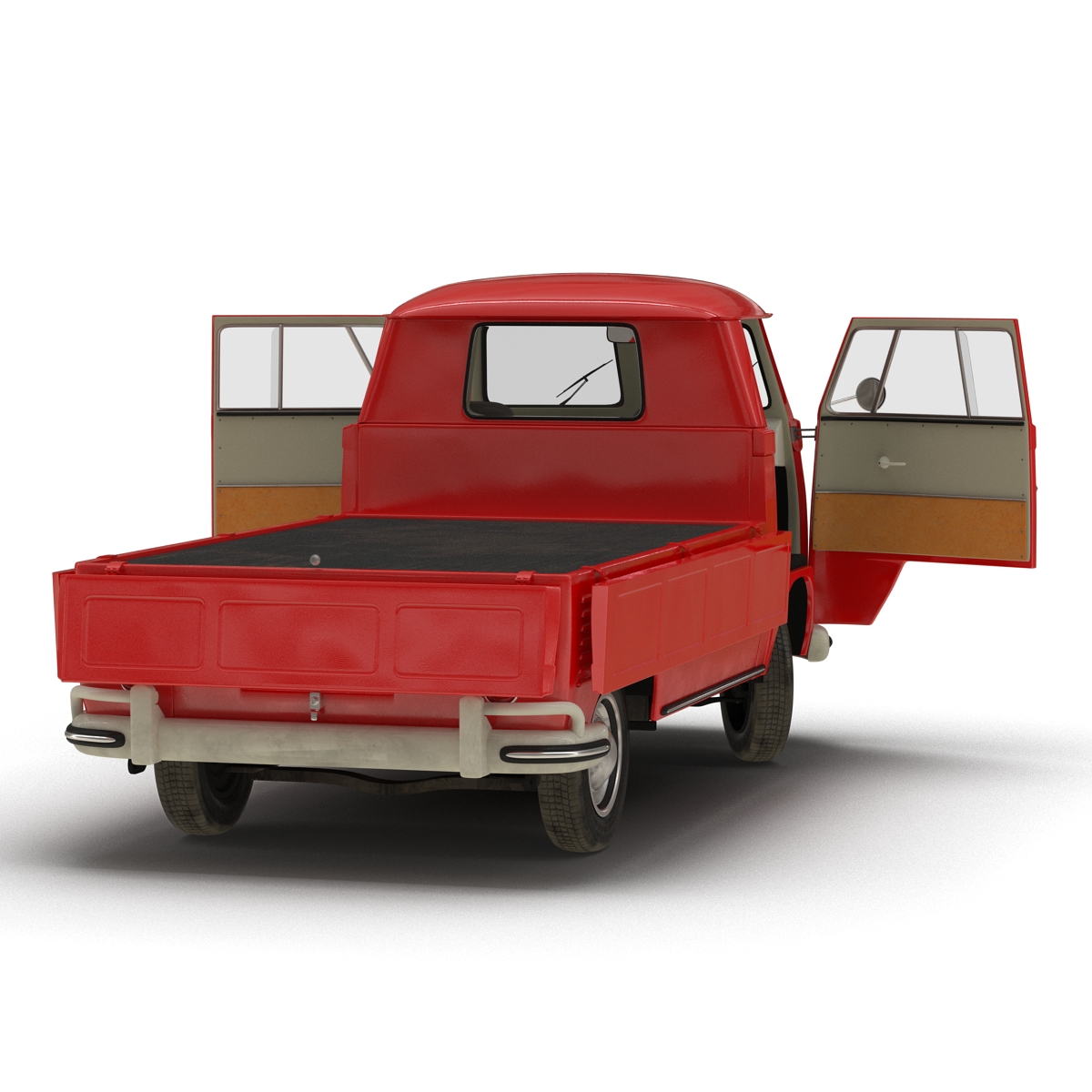 Volkswagen Type 2 Single Cab Pick Up Rigged Red 3D