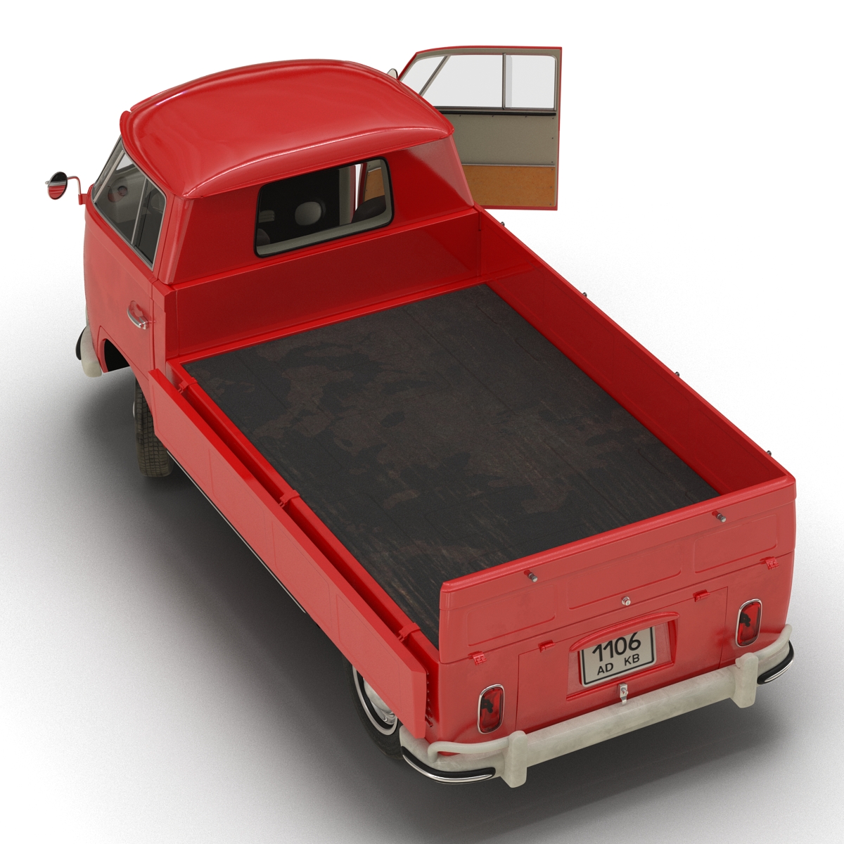 Volkswagen Type 2 Single Cab Pick Up Rigged Red 3D