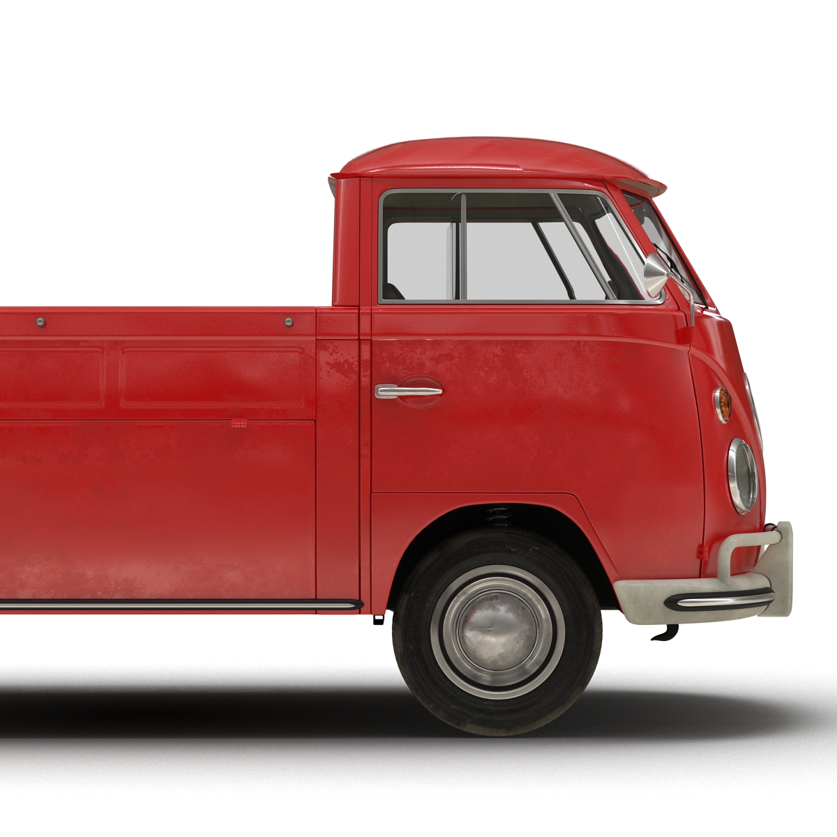 Volkswagen Type 2 Single Cab Pick Up Rigged Red 3D