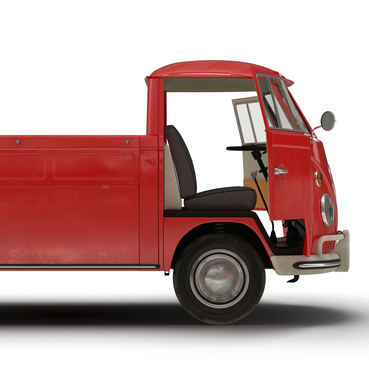 Volkswagen Type 2 Single Cab Pick Up Rigged Red 3D