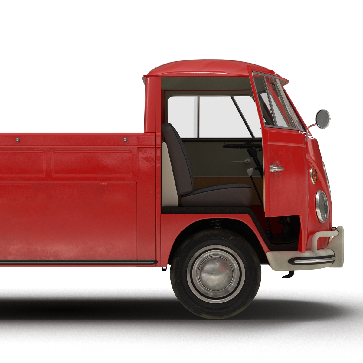 Volkswagen Type 2 Single Cab Pick Up Rigged Red 3D