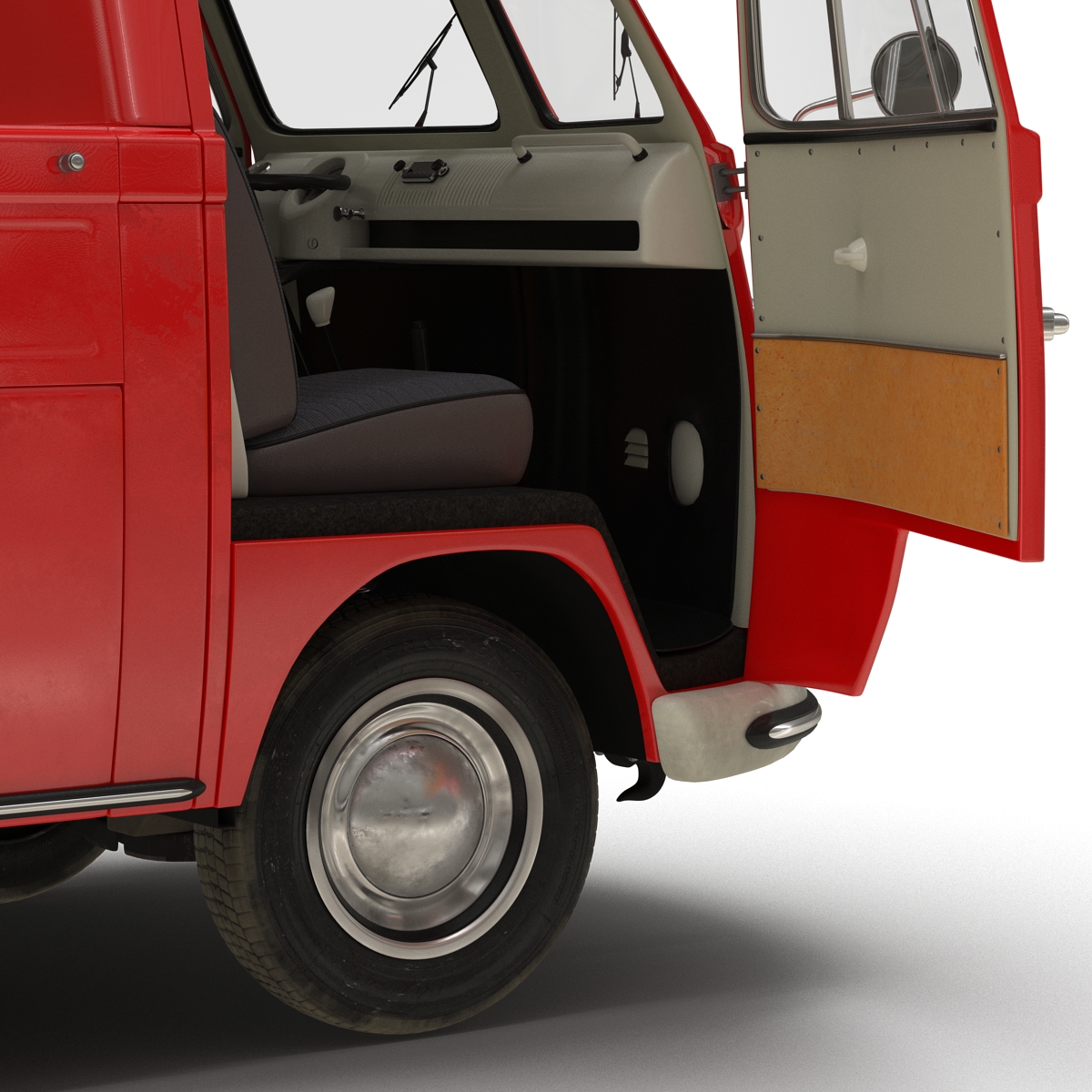 Volkswagen Type 2 Single Cab Pick Up Rigged Red 3D