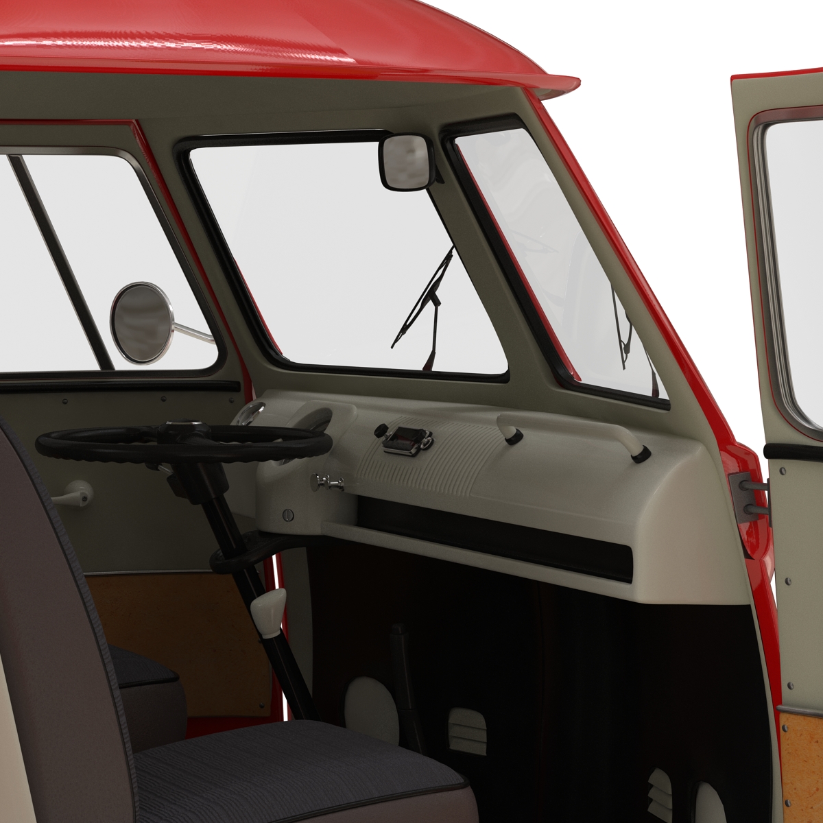 Volkswagen Type 2 Single Cab Pick Up Rigged Red 3D