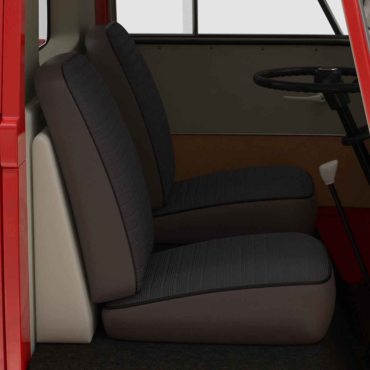 Volkswagen Type 2 Single Cab Pick Up Rigged Red 3D