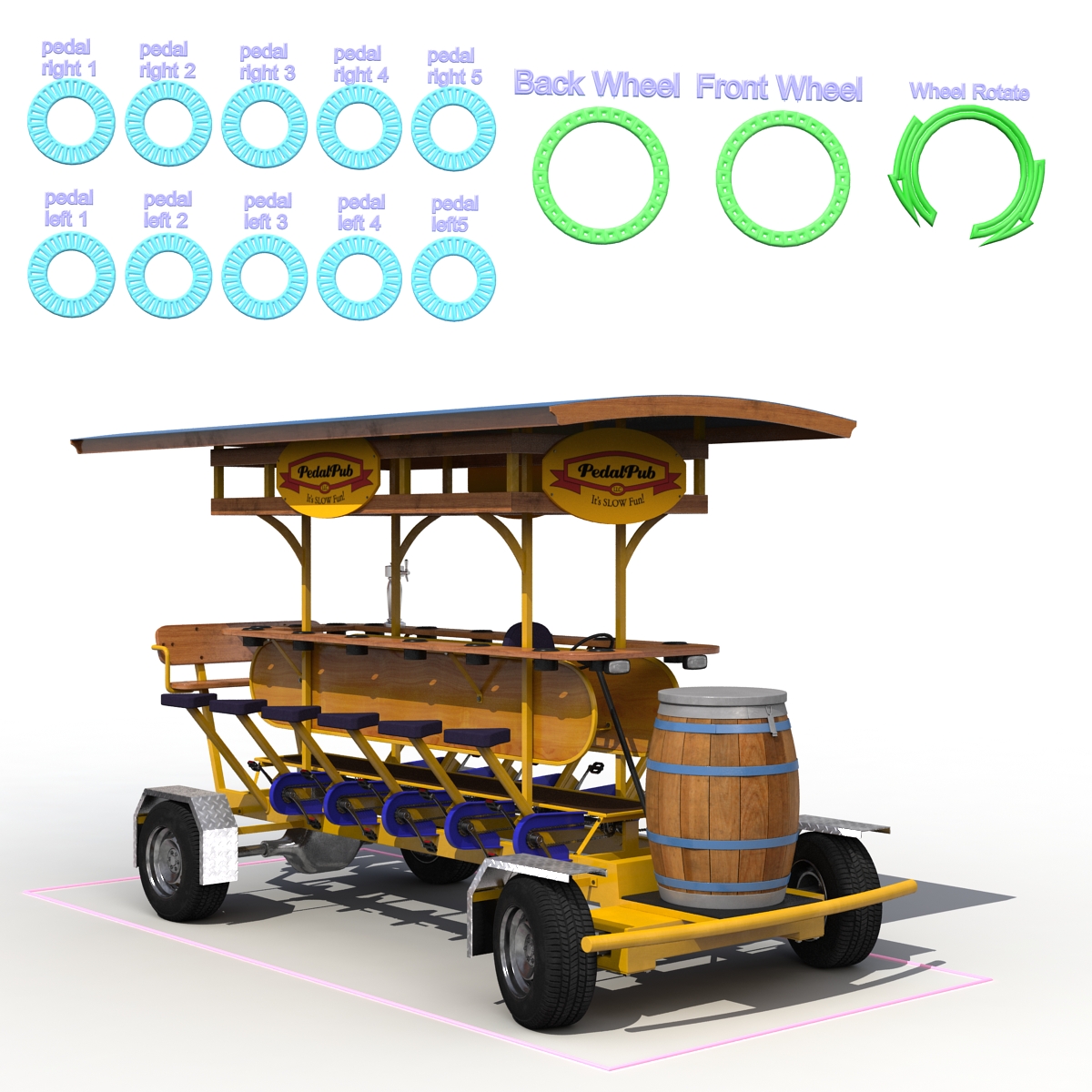 3D Pedal Pub Rigged