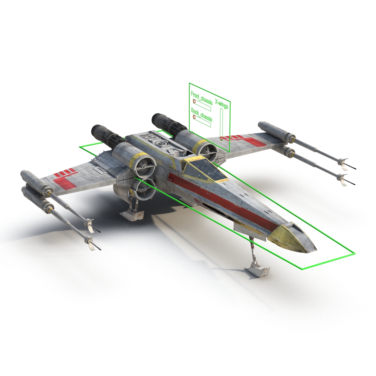 Star Wars X Wing Starfighter Rigged Yellow 3D