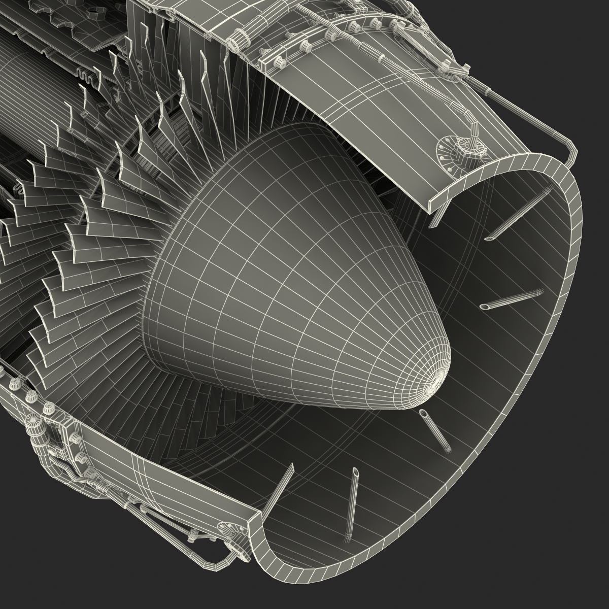 3D Turbojet Engine General Electric J85 Sectioned