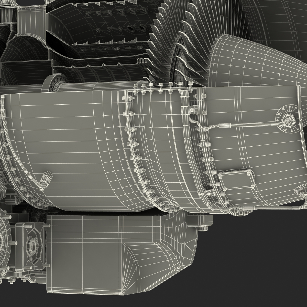 3D Turbojet Engine General Electric J85 Sectioned