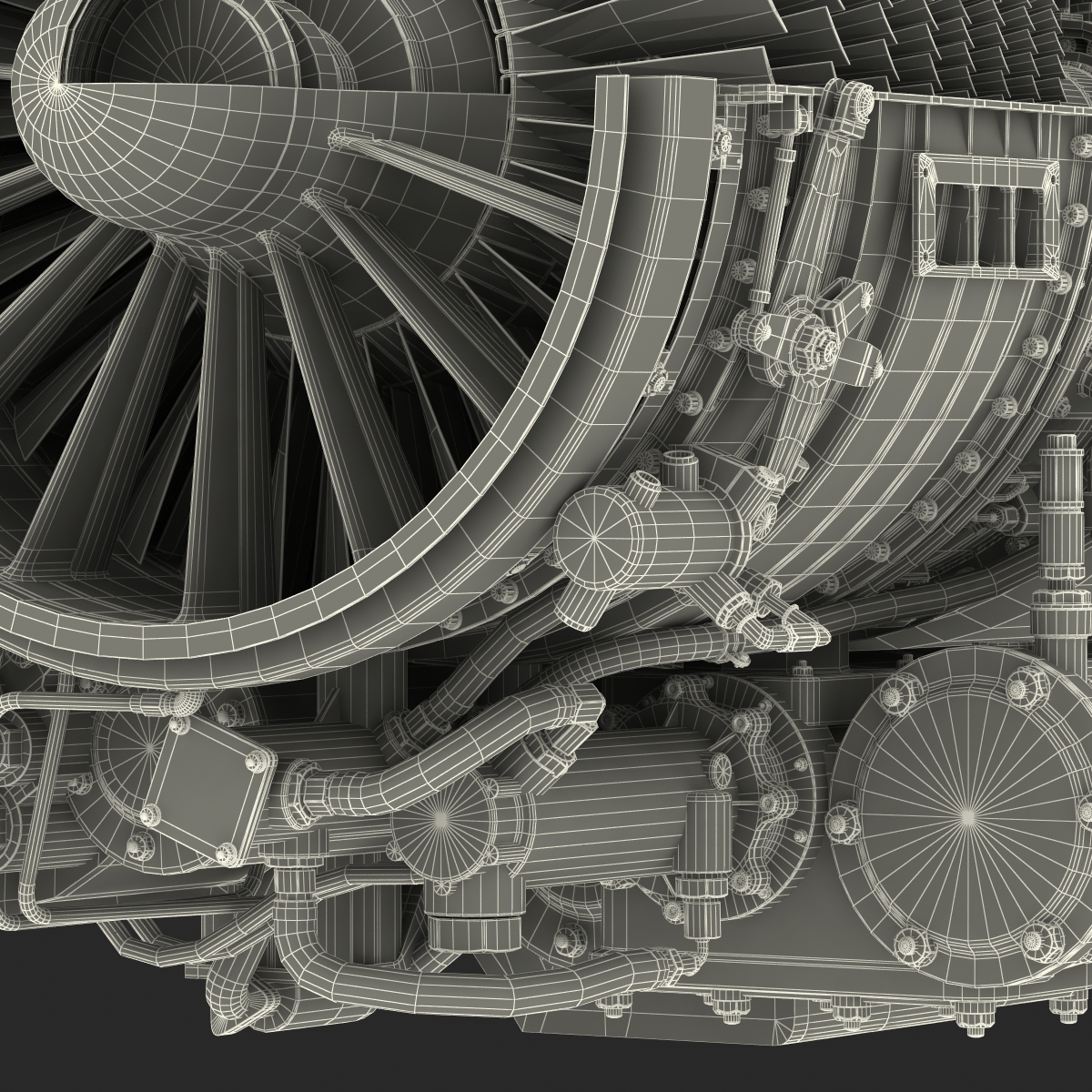 3D Turbojet Engine General Electric J85 Sectioned