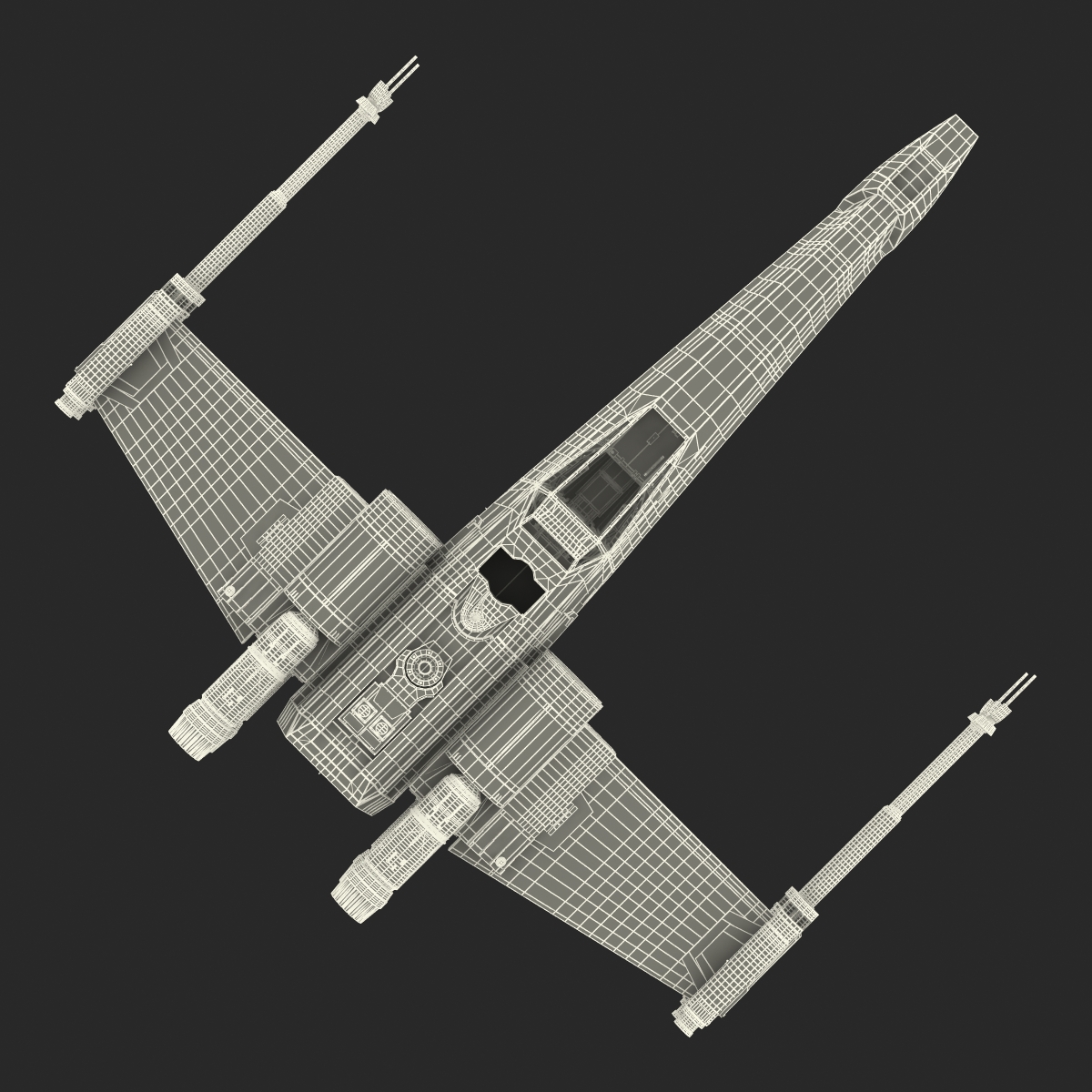 3D model Star Wars X Wing Starfighter Blue 2