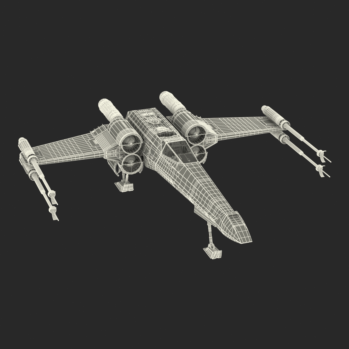 3D model Star Wars X Wing Starfighter Blue 2