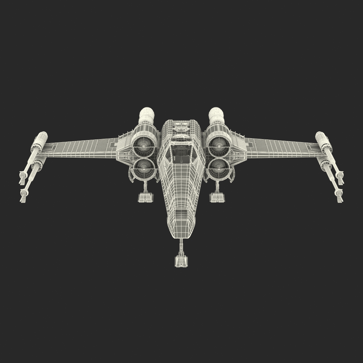 3D model Star Wars X Wing Starfighter Blue 2