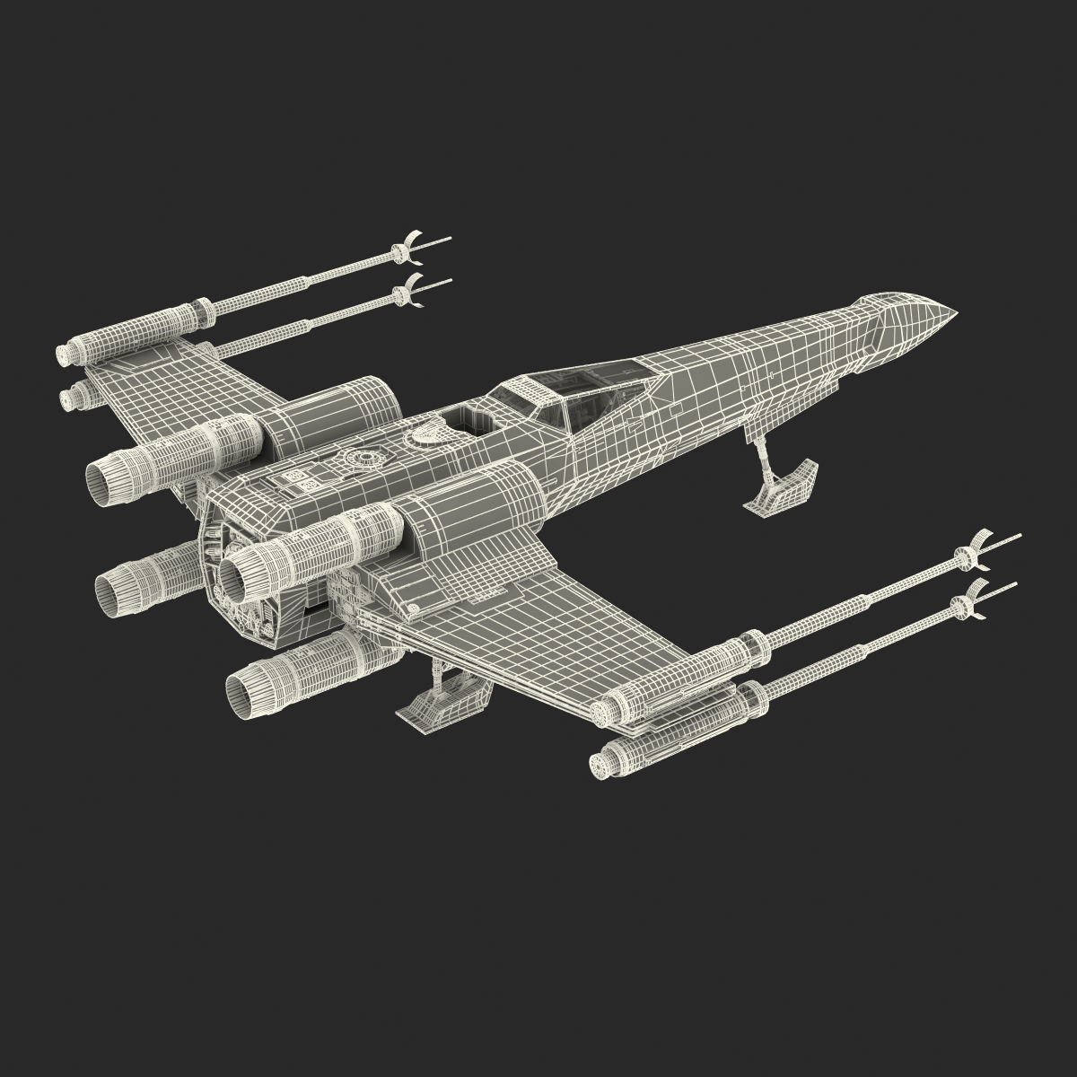 3D model Star Wars X Wing Starfighter Blue 2