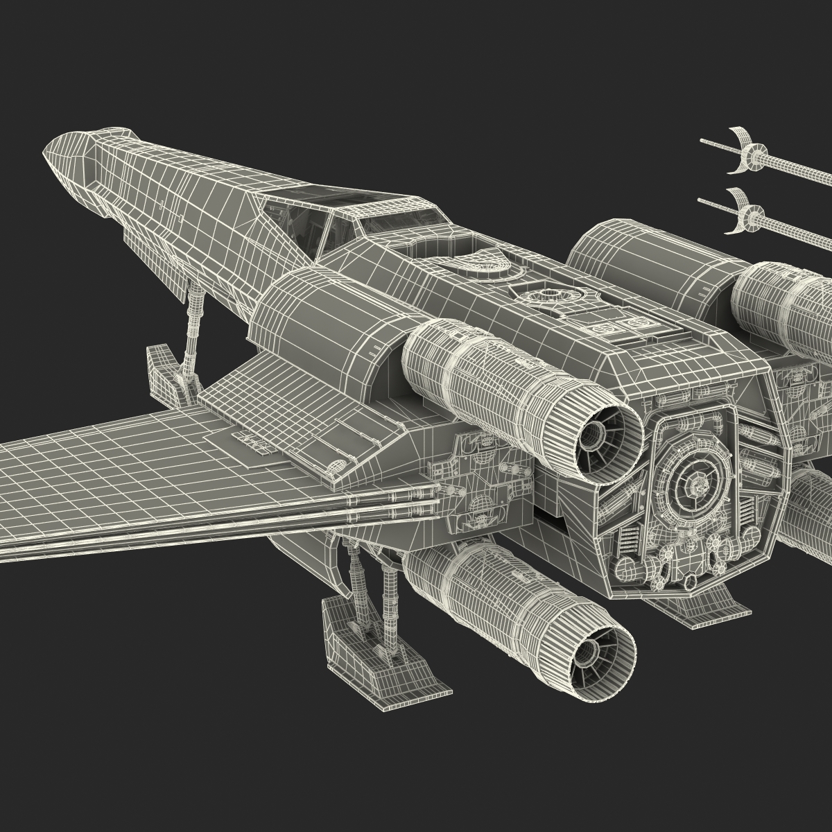 3D model Star Wars X Wing Starfighter Blue 2