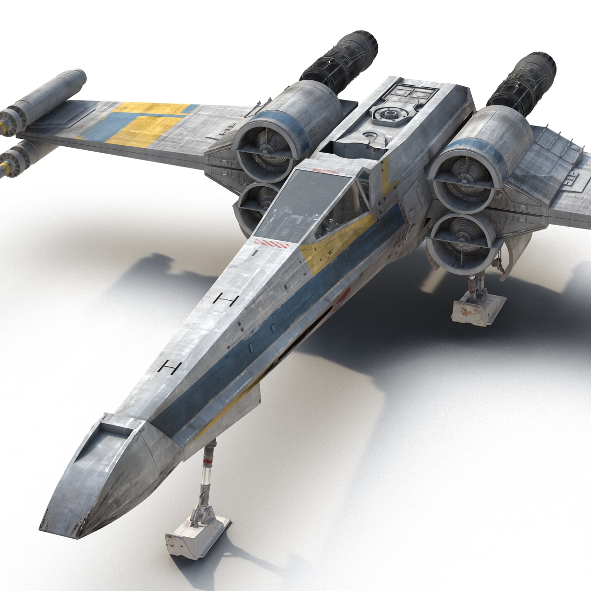 3D model Star Wars X Wing Starfighter Rigged Blue