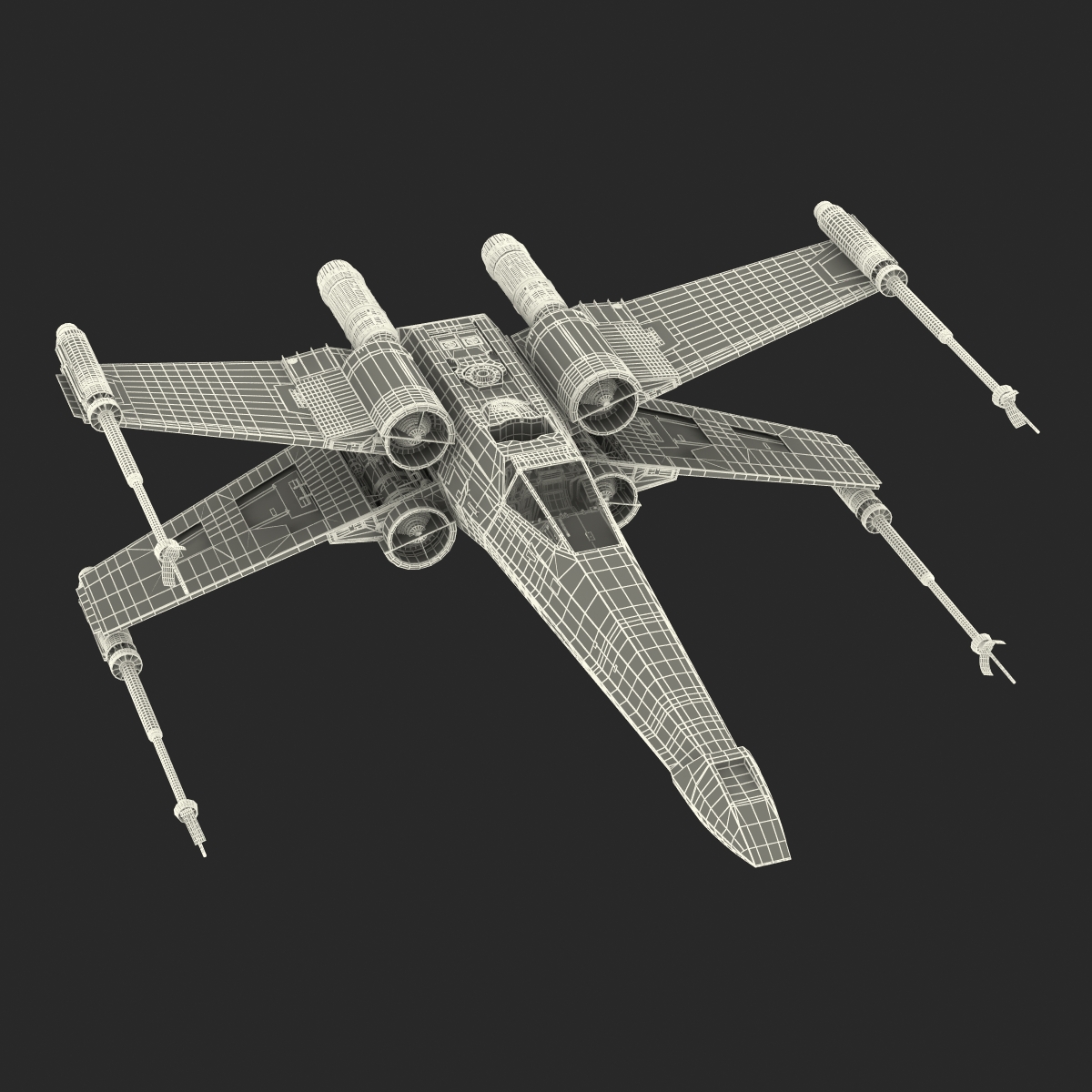 3D model Star Wars X Wing Starfighter Rigged Blue