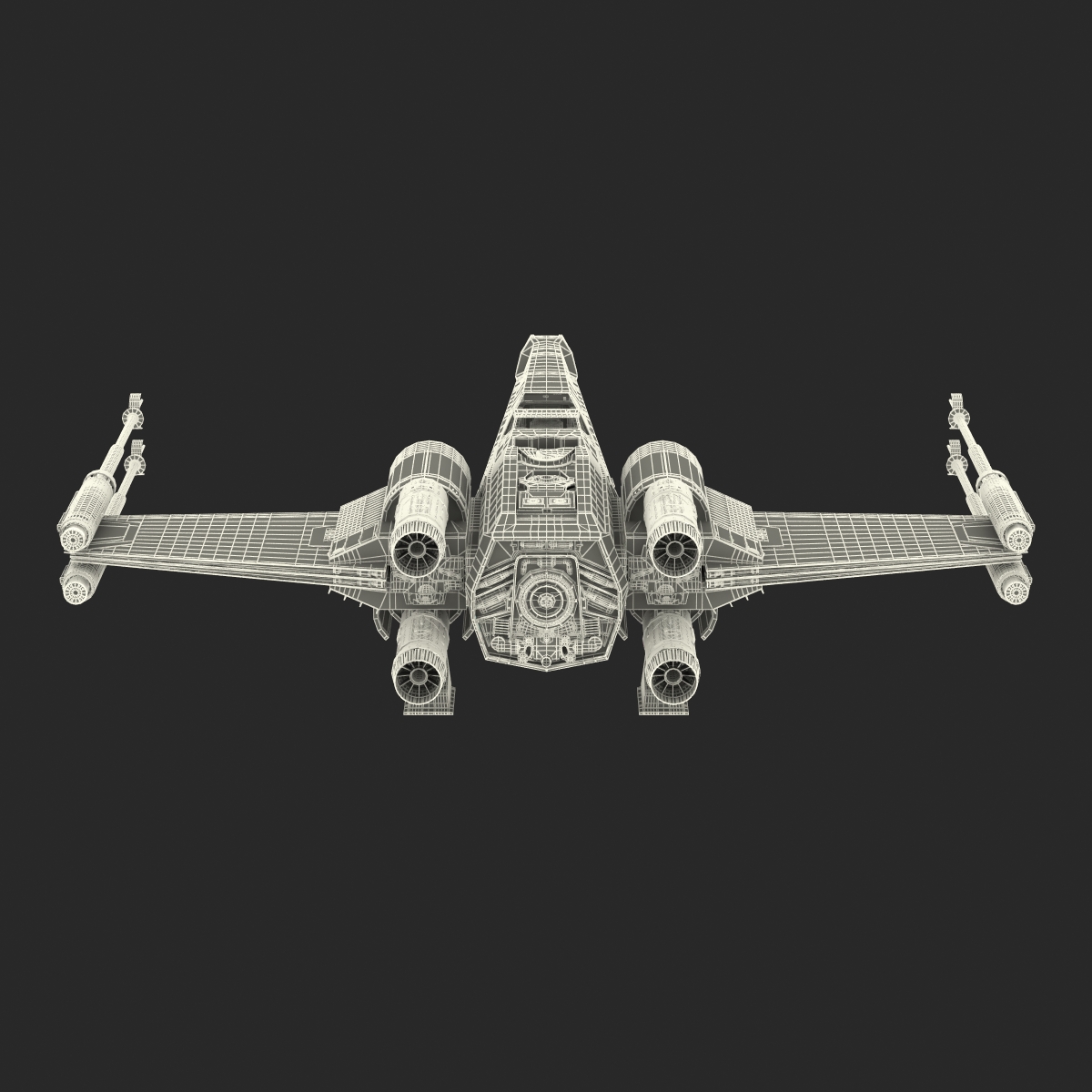 3D model Star Wars X Wing Starfighter Rigged Blue